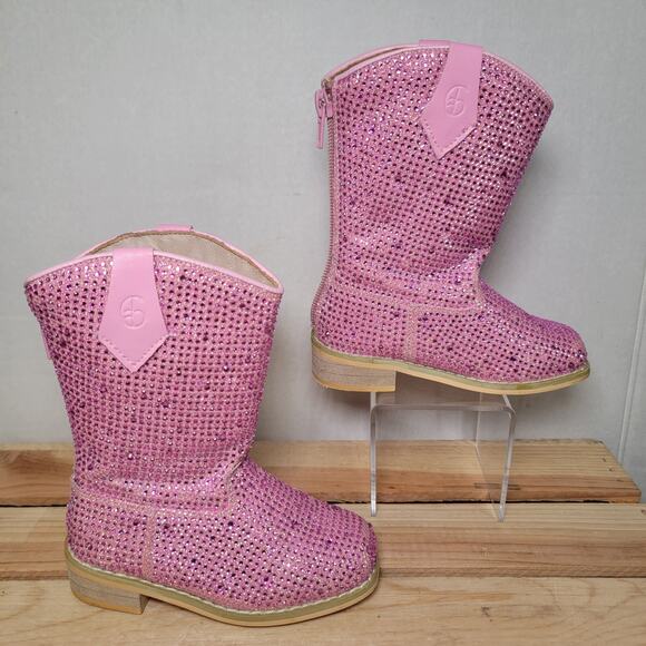 A Bear Co Girls Bling Pink Western Boots w/ Zipper Back - Size 7 (Kid) - Picture 3 of 6